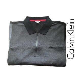 Calvin Klein Tricolour Quarterzip‎ Pima Cotton Short Sleeve Shirt Size L